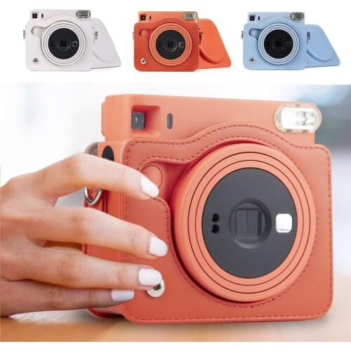 Besegad Portable PU Leather Protective Cover Bag with Removable Shoulder Strap for Fujifilm Instax Square SQ1 Instant Camera