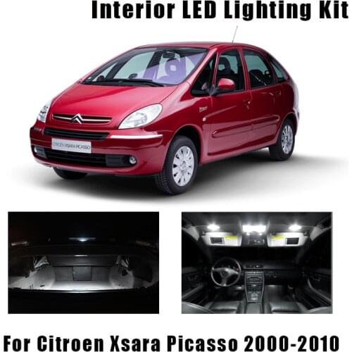 8pcs White Ice Blue Canbus Error Free Car LED Bulbs Interior Map Dome Light Kit For Citroen Xsara For Picasso 2000-2009 2010