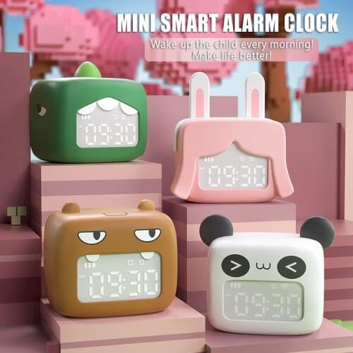 Mini Smart Alarm Clock Cartoon Cute Bedside Alarm Clock USB Charging Sleeping Clock Gift For Children And Students 2021 Hot