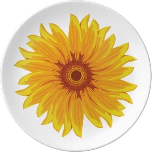 Yellow Sunflower Plant Flower Dessert Plate Decorative Porcelain 8 inch Dinner Home