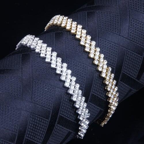 Crystal Double Row Tennis Bracelets For Women Crystal Chain Jewelry Fashion Bracelets & Bangles Femme Bridal Wedding Jewelry