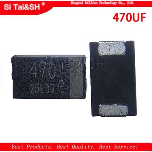 10PCS Black thin section 470UF 6.3V D type 7343 patch tantalum capacitor over the tape