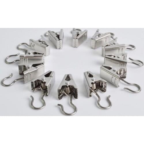 10Pcs/Pack Stainless Steel Shower Curtain Window Accessories Clips Silver Rings Hanger Hook Spring Clamps Peg Pins Home Decor