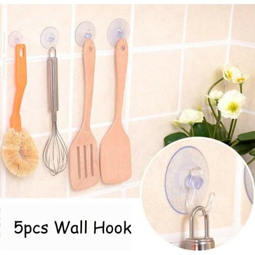 5pcs Glass Window Wall Hooks Hanger Mushroom Head Strong Vacuum Suckers Hooks Hanger Bathroom Hooks Supplies Window Decor