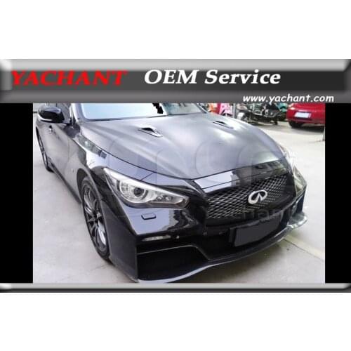 Car-Styling Auto Accessories FRP Fiber Glass Hood with Carbon Fiber Vents Fit For 2013-2015 Q50 & Q50S GTR-Style Hood Bonnet