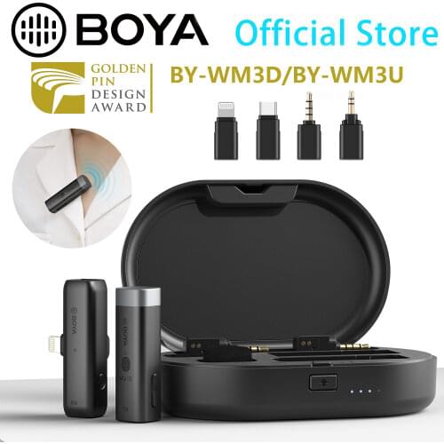 BOYA BY-WM3 2.4GHz Wireless Microphone System for Smartphones Tablets DSLR for Videographer Content Creator Avid Vlogger More