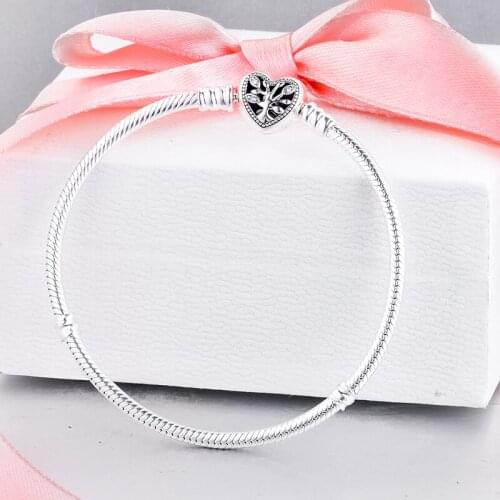 Mothers Day Bracelet 925 Sterling Silver Jewelry Family Heart Snake Chain Charm Bracelets for Women Gift B100