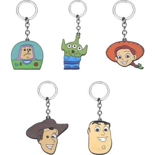 Disney Toy Story Woody Buzz Lightyear keychain Metal Cartoon Bag Car Key Chain Ring Holder Charms Keychains Gift