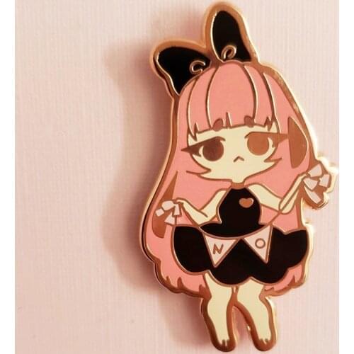 Cute Cartoon No Girl Brooch Pins Enamel Metal Badges Lapel Pin Brooches Jackets Jeans Fashion Jewelry Accessories