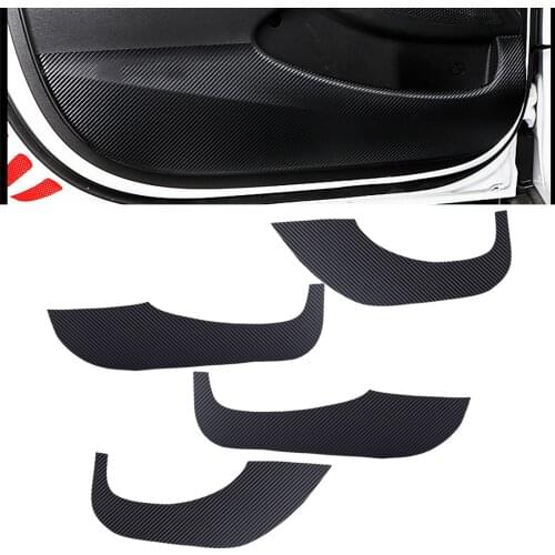 CITALL 4pcs/Set Car Film Interior Car Door Anti-Kick Pad Cover Trim Fit for Kia Seltos 2020 2021 Carbon Fiber Texture