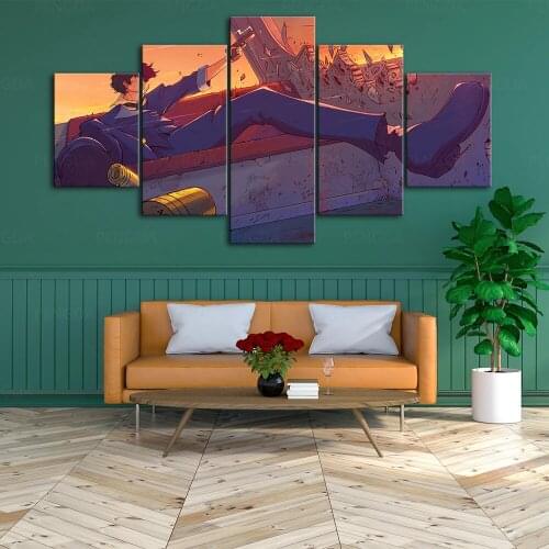 Hd Prints Picture Wall Artwork Modular Cowboy Bebop Painting Sunset Poster Canvas 5 Pieces Living Room Home Decoration Framed