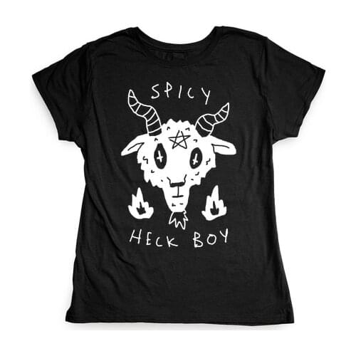 SPICY HECK BOY SATAN T-Shirt unisex aesthetic funny cotton women kawaii camisetas graphic quote Fashion top tee tshirt shirts