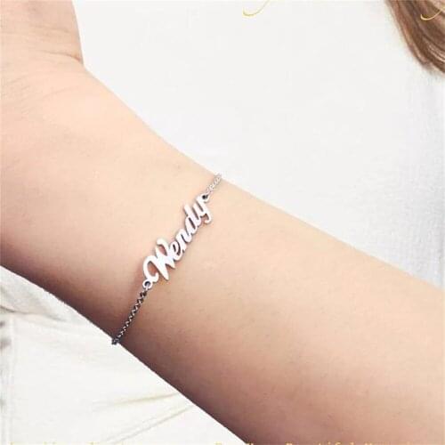 Customized Name Bracelets For Baby Stainless Steel Women Personalise letter Custom Silver Jewelry Childs Girls Boy Birthday Gift