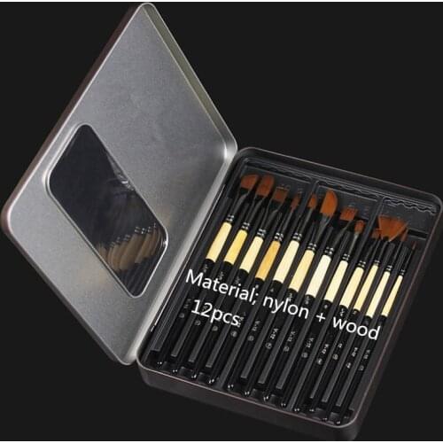 Artist Stationery 12pcs Nylon Hair Row Of Oil Painting Brushes Acrylic Watercolor Painting Paint Brush row pen Art Supplies