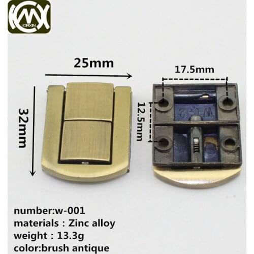 KIMXIN 10 pieces / lot Brush antique lock Jewel box lock Equipped with screw Exempt postage W-001 25*32mm jewelry box hardware