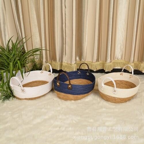 Storage basket woven storage basket woven basket hand-woven basket straw storage basket shallow tray