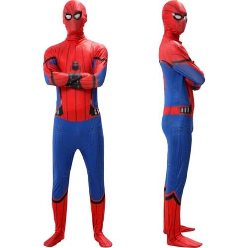 Halloween Spider Boys With Mask Adult Children Costume Baby Red Super Heroes Suit Birthday Party Tight Bodysuit Dress Up