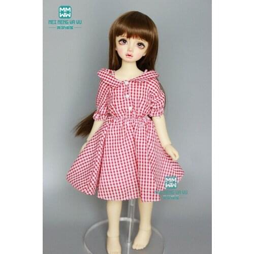 BJD doll clothes for 1/4 BJD MSD doll Fashion red plaid dress quality temperament dress