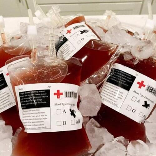 Halloween Theme Party Favors Blood Bag IV Bags Drink Cups -Set of 10 Blood Bags for Drink 13.5Oz 400ml with Labels and Clips