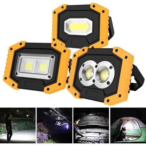 Portable Flood Lamp COB Work Light 20w USB Charging Searchlight Spotlight Waterproof Camping Lights for Emergency Lighting