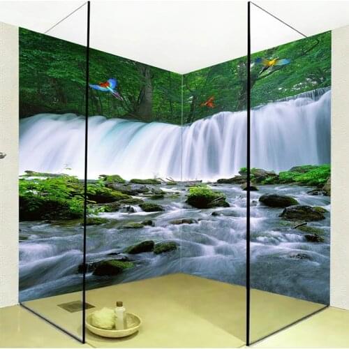 PVC Self-Adhesive Waterproof Mural Wallpaper 3D Waterfalls Nature Landscape Wall Painting Bathroom Kitchen Home Decor Wallpapers