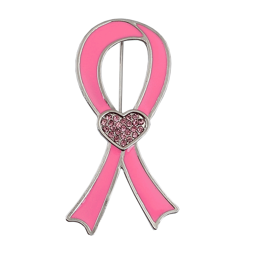 World AIDS Day Promotional Logo Rhinestone Pink Drop Oil Ribbon Brooch Pin Ornament