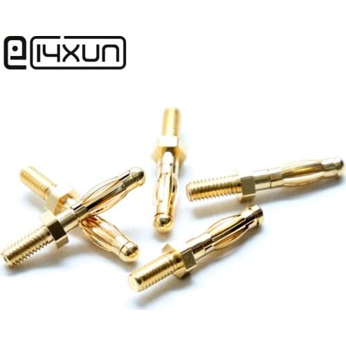 EClyxun 2pcs 4mm Banana Plug Panel Mount One Pure Copper Gold Plated Connector Jack M4 Thread