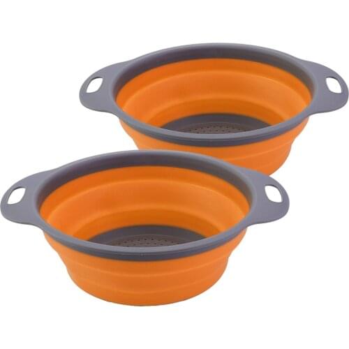 Silicone Colander Fruit Vegetable Washing Basket Strainer Strainer Collapsible Foldable Drainer With Handle Kitchen Tools