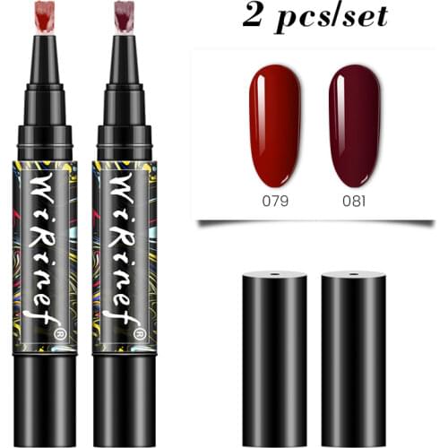 WiRinef 2pcs/set One Step Nail Gel Polish Pen Nail Art Manicure Lacquer Cured By UV LED Nail Lamp Gel Varnish Glue