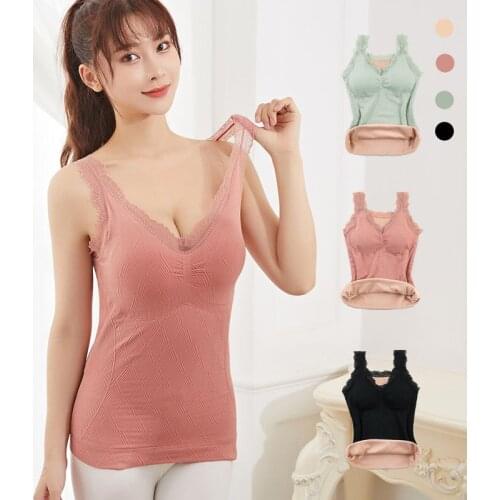 Women 2021 Autumn Winter Fashion Warm Bottoming Tops Female Tight Thermal Underwear Vest Ladies Thick Warm Slim Vest Tops D481