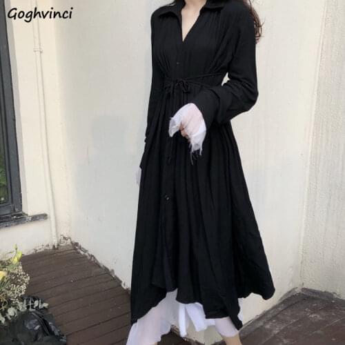 Dress Women Turn-down Collar Fake Two Piece Patchwork Korean Style Harajuku Punk Cool Elegant Ladies High Street Loose Leisure