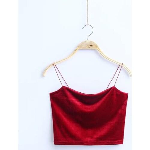 2021 Fashion Sexy Spaghetti Straps Tank Top Velvet Short Crop Top 7 Colors Sexy Boob Tube Top Bustier Brief Vest T-shirts Tee