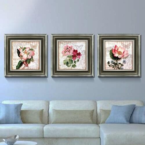 3 pcs large modern flower paintings canvas print wall art modular painting on decoration oil paint decorative pictures picture