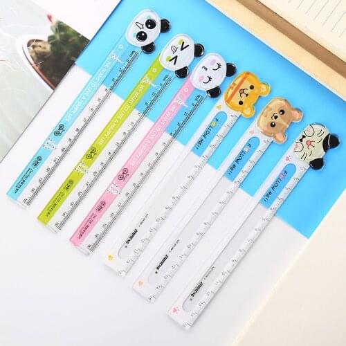 50pcs Kawaii Accessories Cartoon Panda Cat Cute 6' Rulers for Patchwork Drafting Tools 15cm Cute Study Supplies Stationery Gift