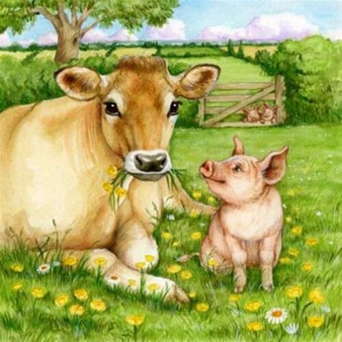 5d Diamond Painting Full Square Cow and pig Diamond Embroidery Mosaic Rhinestone Pictures Art Home Decorations
