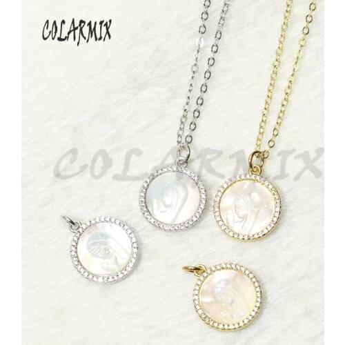 8 Pcs shell pendantes necklace Virgin mary shell religion jewelry fashion accessories zircon accessories jewlery for women 9604