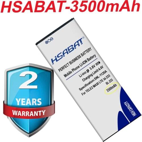 HSABAT Top Brand 100% New 3500mAh BL-233 Battery for TELE2 MAXI LTE bl-233 in stock