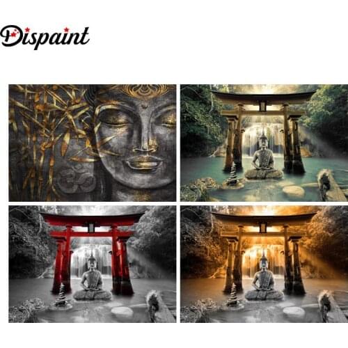 Dispaint 5D Diamond Painting Full Drill Diamond Embroidery "Religious buddha scenery" Picture Of Rhinestone Handmade Home Decor