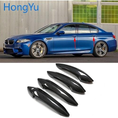 For BMW Carbon Fiber Auto Door Handle Knob Exterior Trim Covers for BMW M5 F10 2012 2013 2014 Sticker