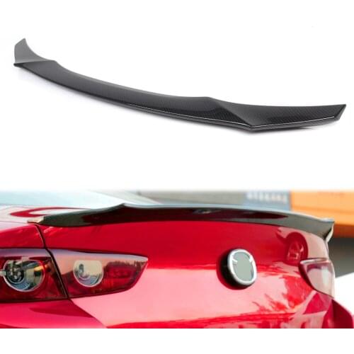 Car Rear Trunk Wing Strip Lip Spoiler Trim Exterior Moulding Carbon Fiber ABS For 2019 2020 Mazda 3 Axela