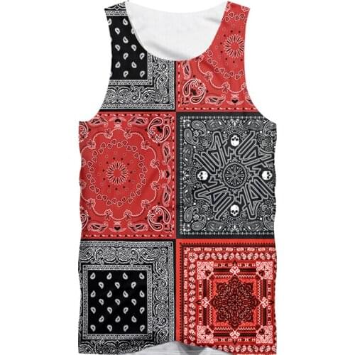 IFPD EU Size Summer Bandana 3D Tank Top Men Hip Hop Paisley Sleeveless Shirts Streetwear Male Graphic Punk Fitness Vest Harajuku