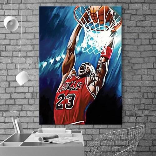 Basketball Star Kobe Bryant Canvas Oil Painting Star Classic Slam Dunk Posters Wall Art Pictures For Living Room Home Decor