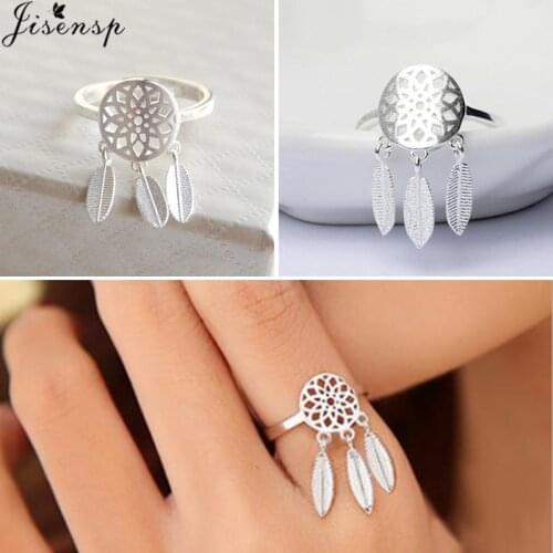Bohemian Adjustable Brushed Tassel Dreamcatcher with Feather Rings for Women Wedding Jewelry Anillos joyas de plata