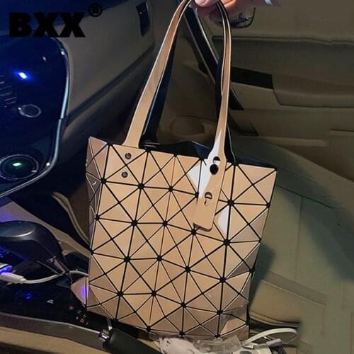 [BXX] Vintage PU Leather Geometric Pattern Bags Women 2021 Fashion Branded Shoulder Hand Bag Lady Trend Handbags Purses CB343