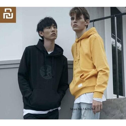 Youpin 90 points neutral plus velvet hooded head Keep warm Sweatshirt Fleece embroidery Leisure sport Running jacket Street coat