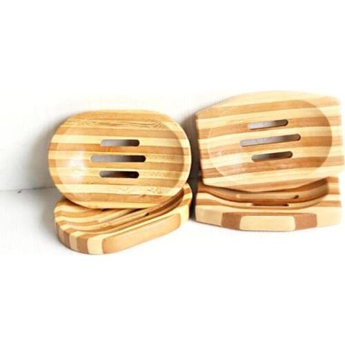 Bathroom Bath Shower Natural Bamboo Wooden Soap Dish Wooden Soap Tray Holder Storage Soap Container LX8266