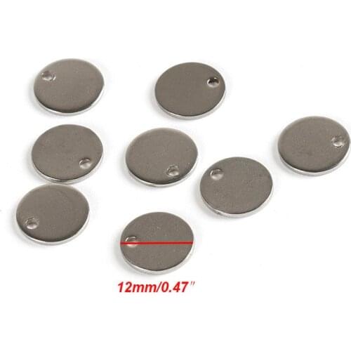 50pcs Round Charms 10mm/12mm Stainless Steel Blank Stamping Tags Charms Silver Tone Metal Pendants for Jewelry Making Findings