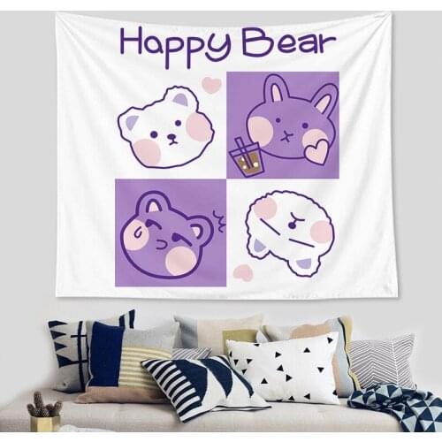 Hot Selling Cartoon Animal Bear Duck Tapestry Wall Hanging Decor Kids Room Dorm Background Wall Polyester Fabric Tapestry Tapiz