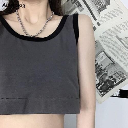 Solid Tanks Women Basic Leisure Korean Style Chic Streetwear BF Summer Ulzzang Female Crop Top Hot Sale College Students Teens