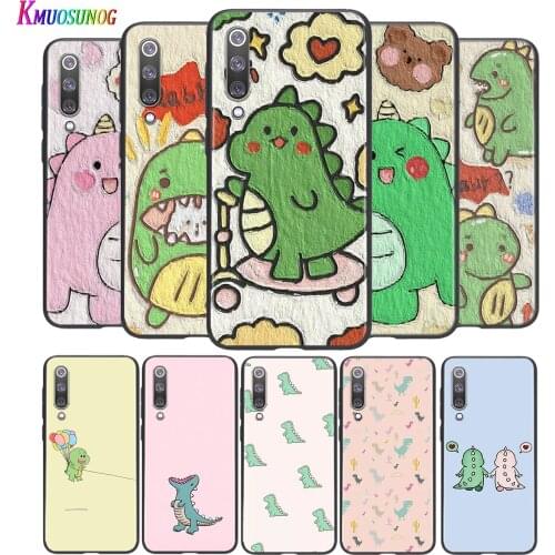 Cute dinosaur For Xiaomi Mi 8 9 10 11 10i 11i 10 10Pro 11Pro CC9 A3 9T 10T Lite Pro Se Ultra 5G Black Silicone Soft Phone Case